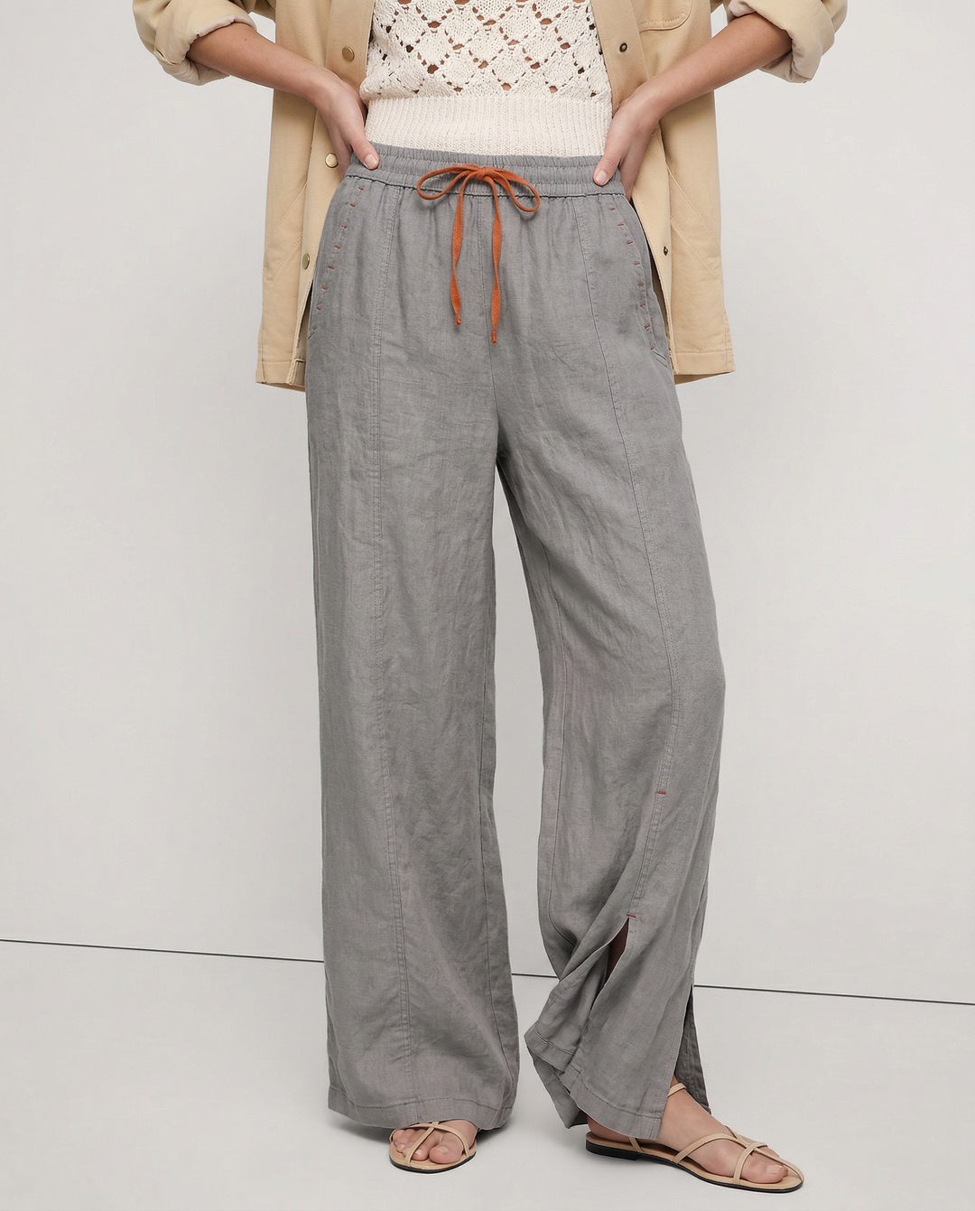 Duttini | Wide Leg Drawstring Pant for Women in Soft Fabric