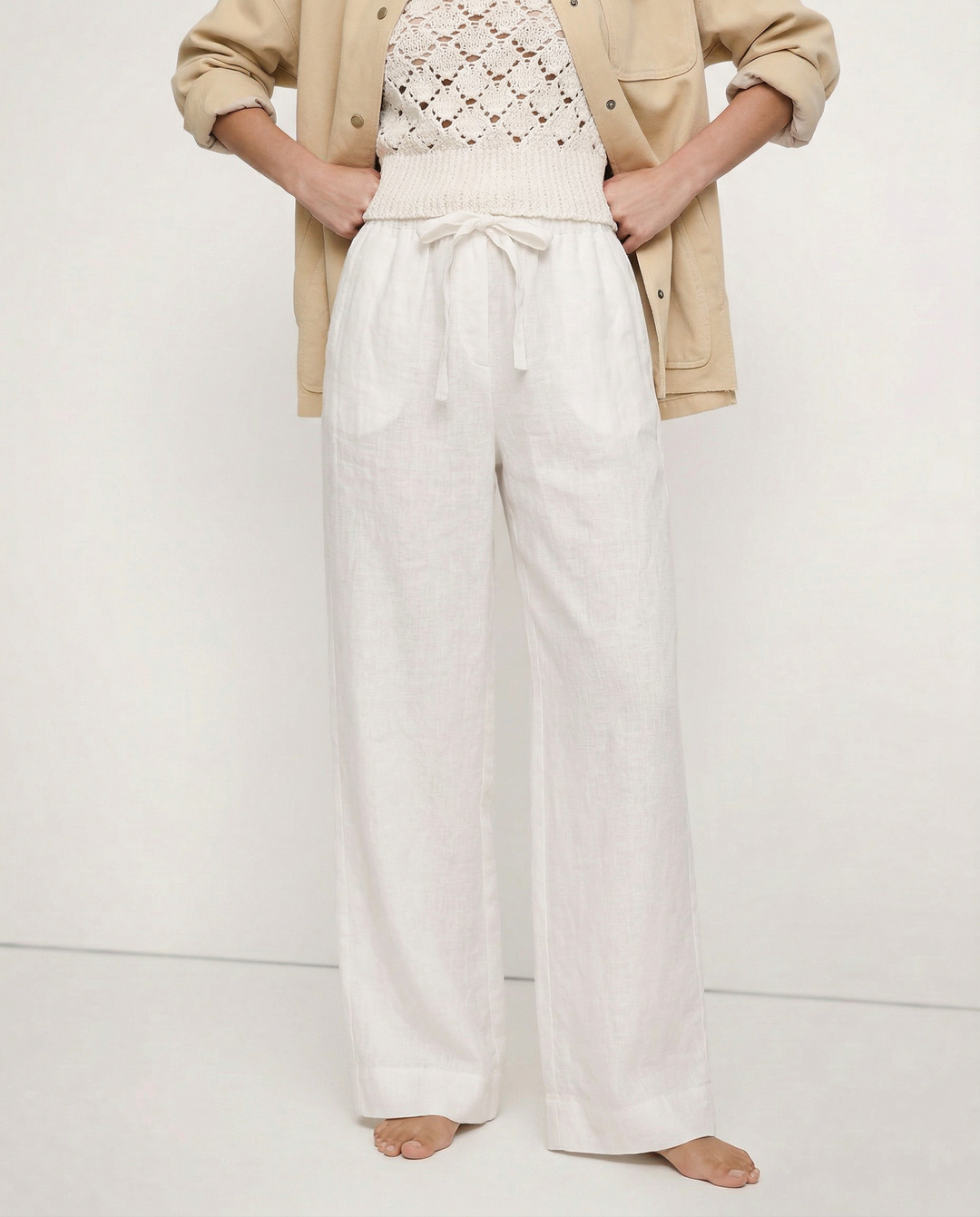 Duttini | Linen Wide Leg Pant for Women in Ruffle Style