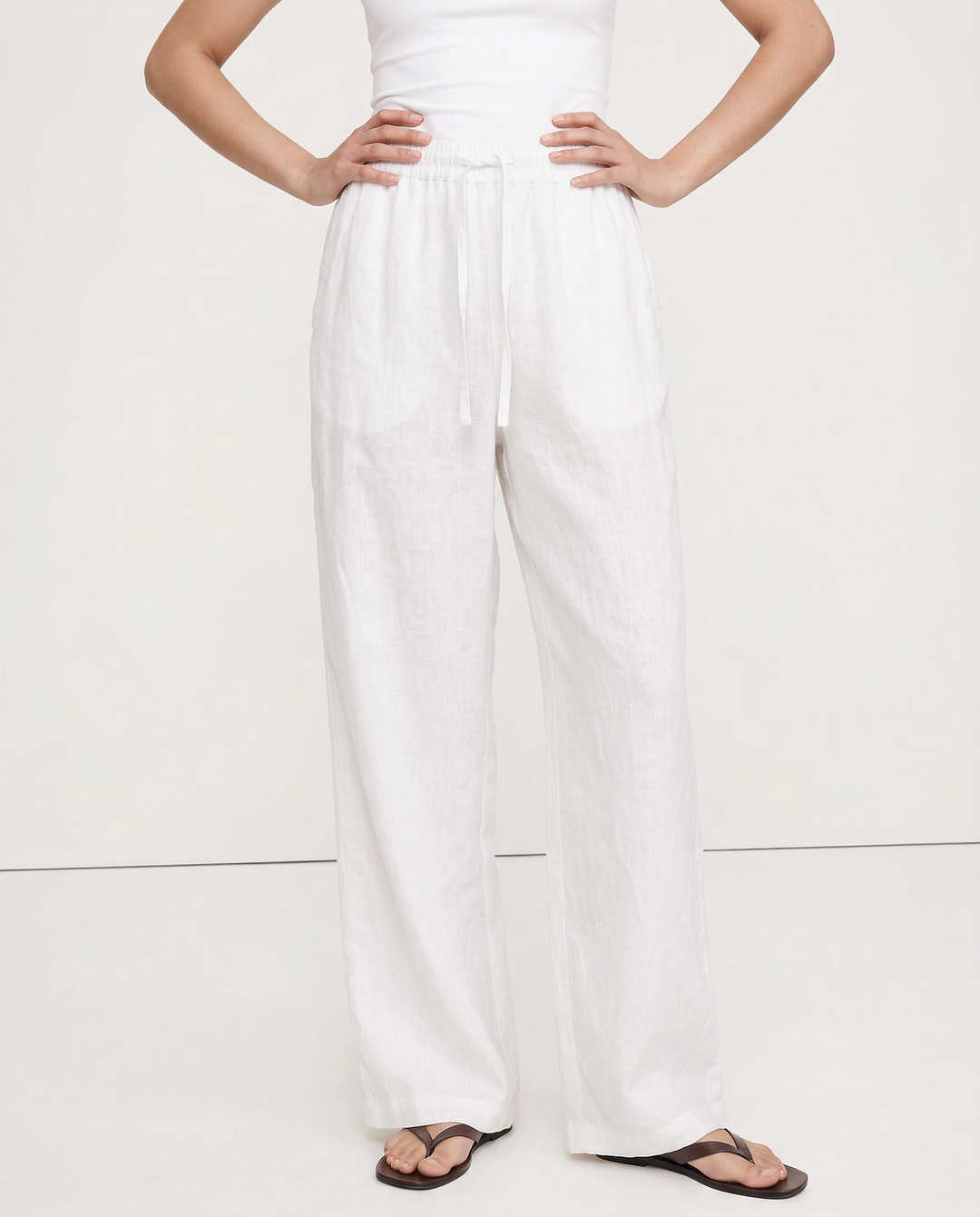 Duttini | Wide Leg Linen Pant for Women in Beige