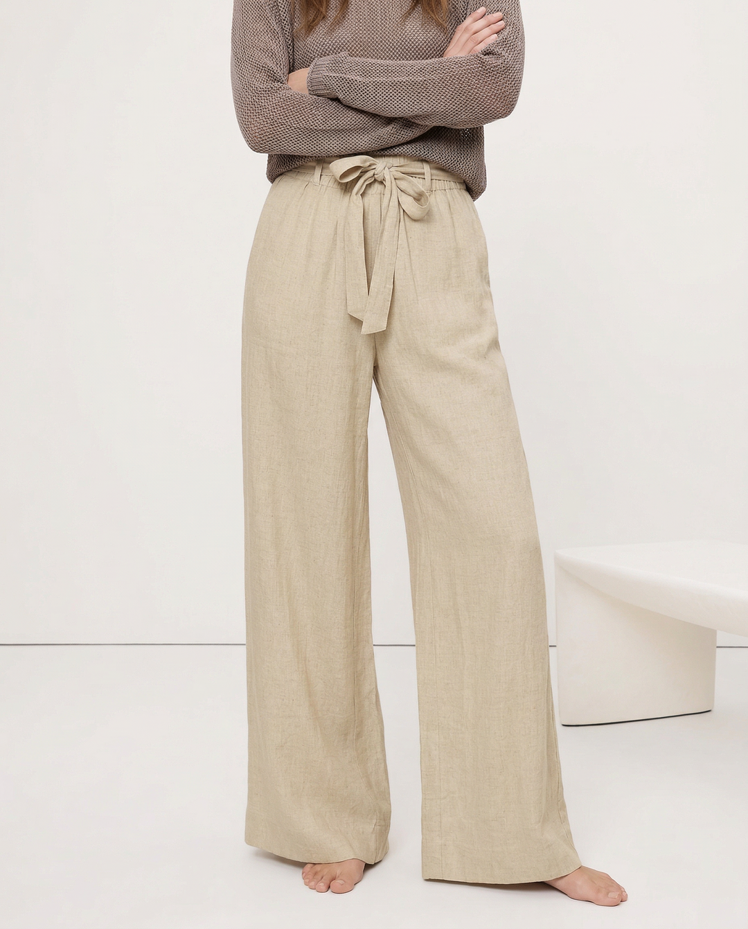 Duttini | Linen Wide Leg Pant for Women in Ruffle Style