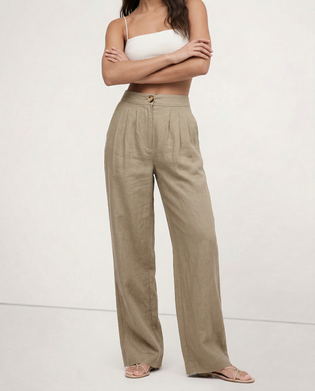 Duttini | Pleated Linen Culotte Pant for Women