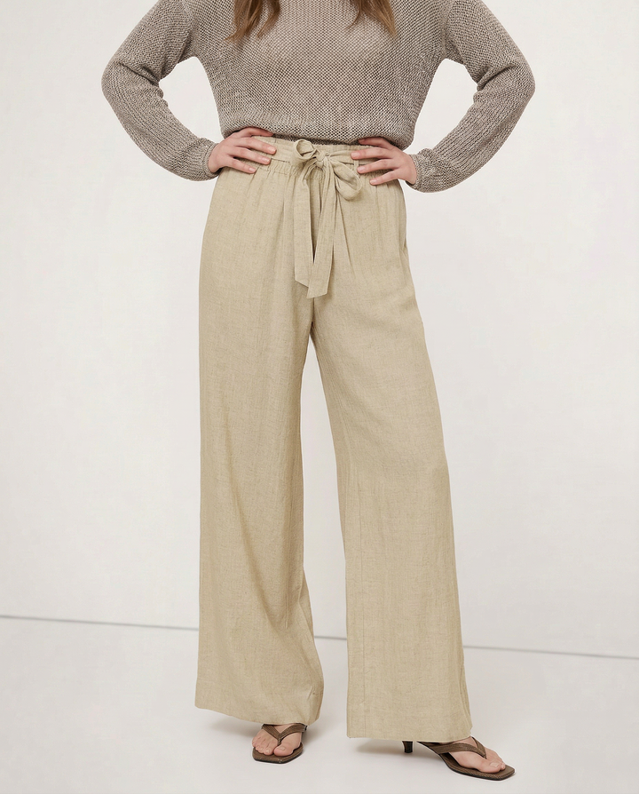 Duttini | Linen Wide Leg Pant for Women in Ruffle Style