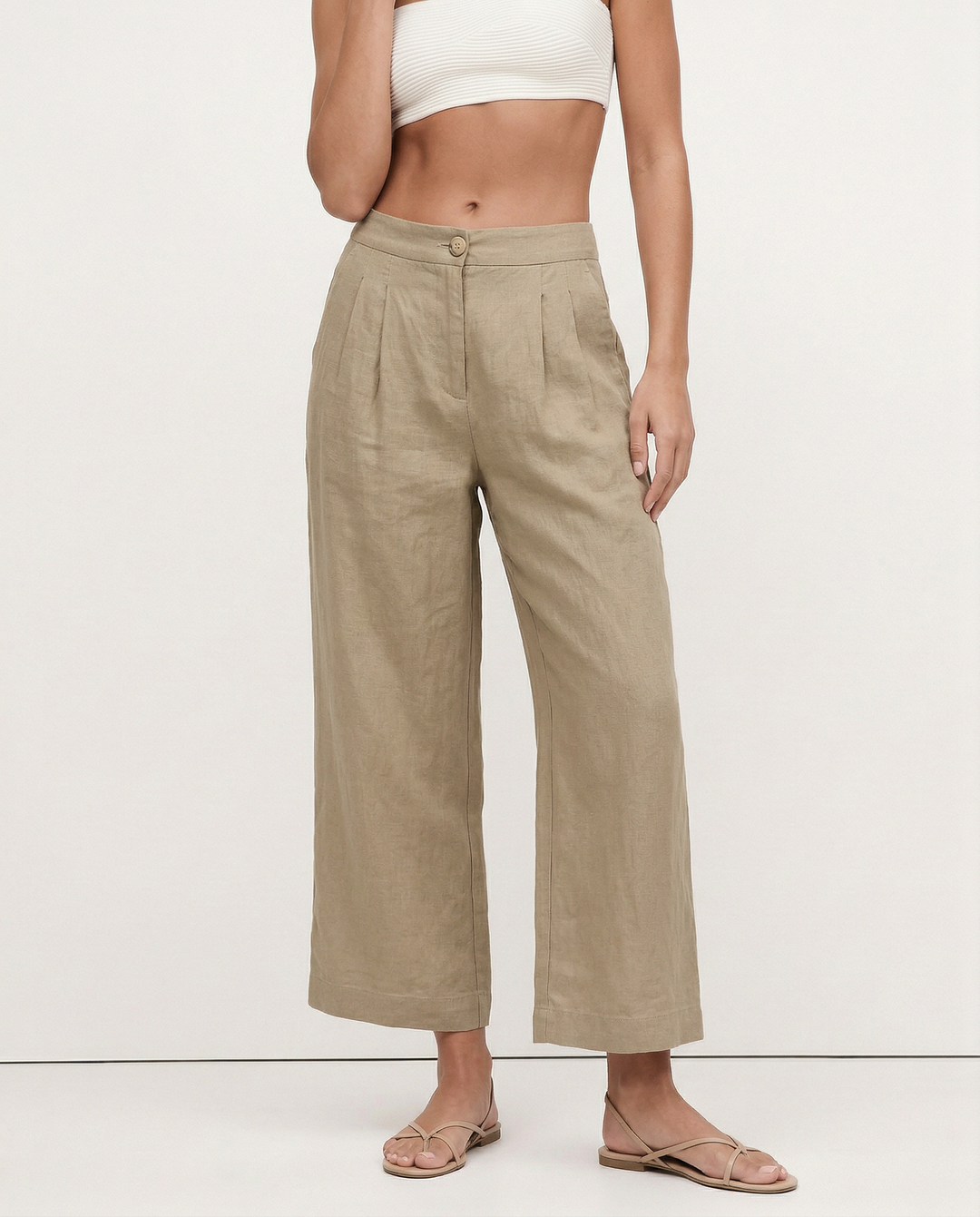 Duttini | Pleated Linen Culotte Pant for Women