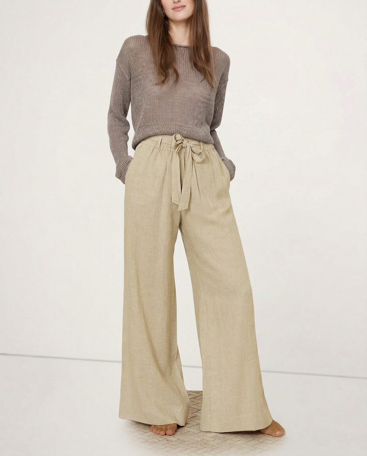 Duttini | Linen Wide Leg Pant for Women in Ruffle Style
