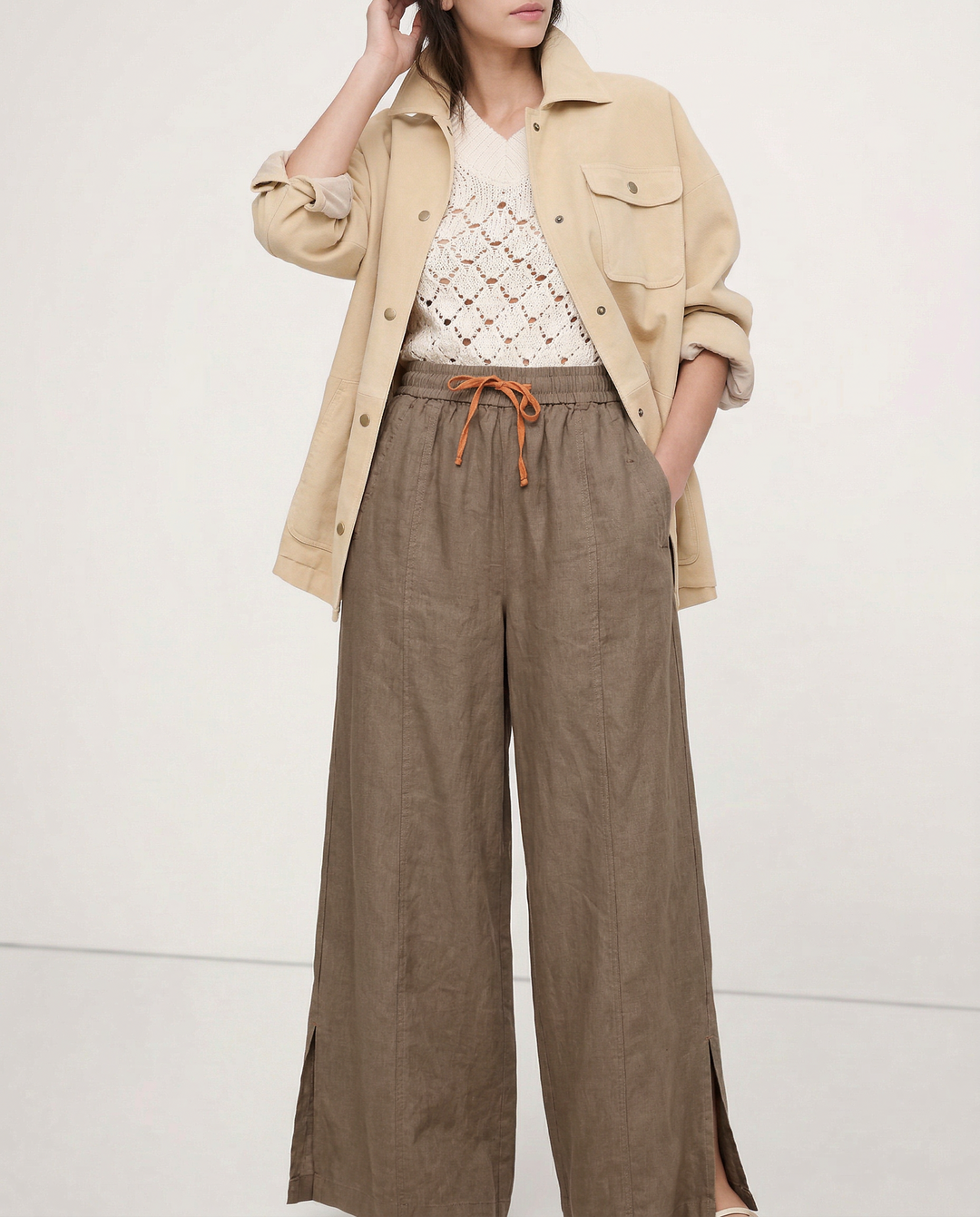 Duttini | Wide Leg Drawstring Pant for Women in Soft Fabric