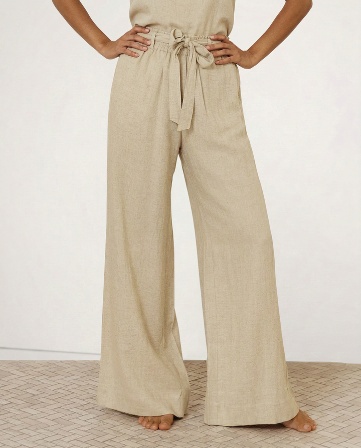 Duttini | Linen Wide Leg Pant for Women in Ruffle Style