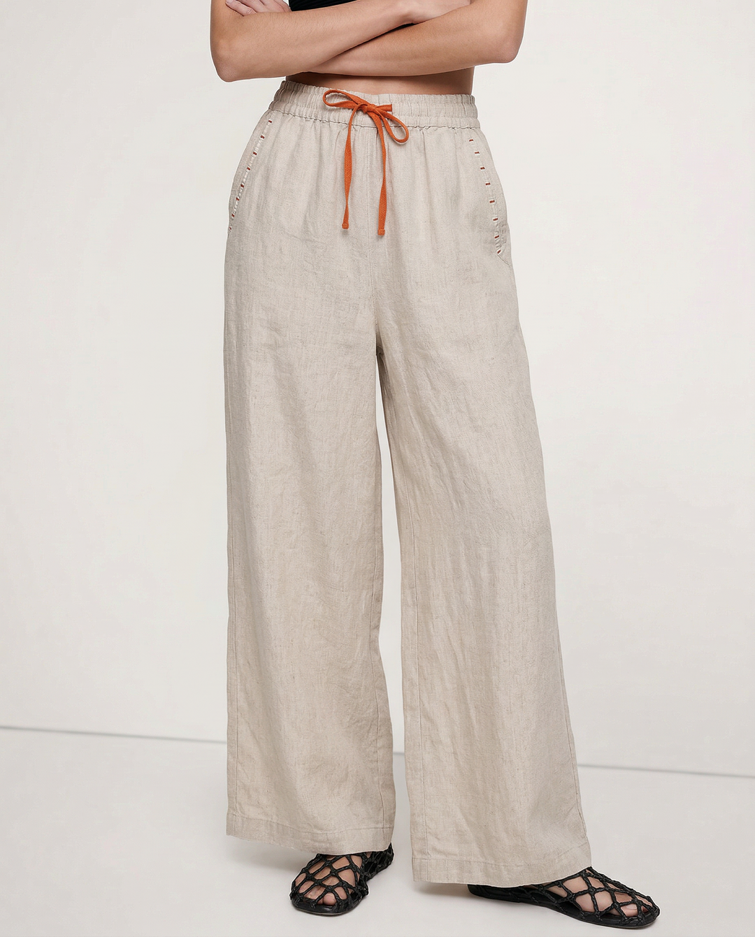 Duttini | Wide Leg Drawstring Pant for Women in Soft Fabric