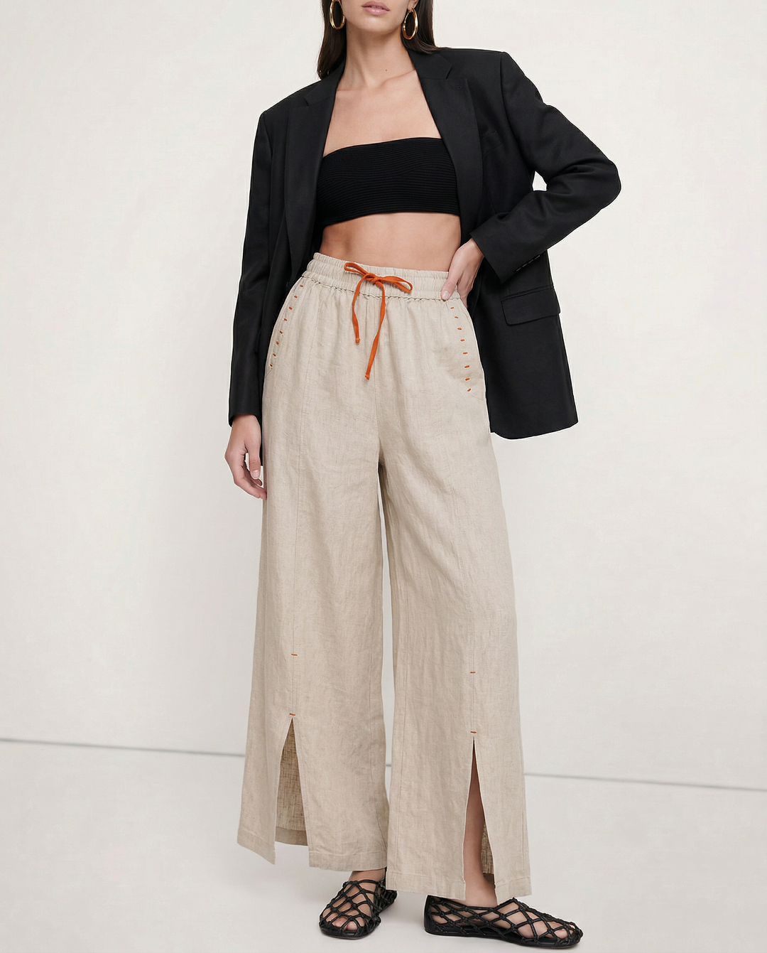 Duttini | Wide Leg Drawstring Pant for Women in Soft Fabric