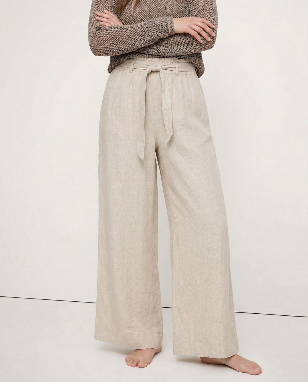 Duttini | Linen Wide Leg Pant for Women in Ruffle Style