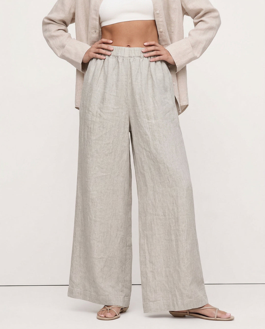 Duttini | Wide Leg Linen Pant for Women in Natural