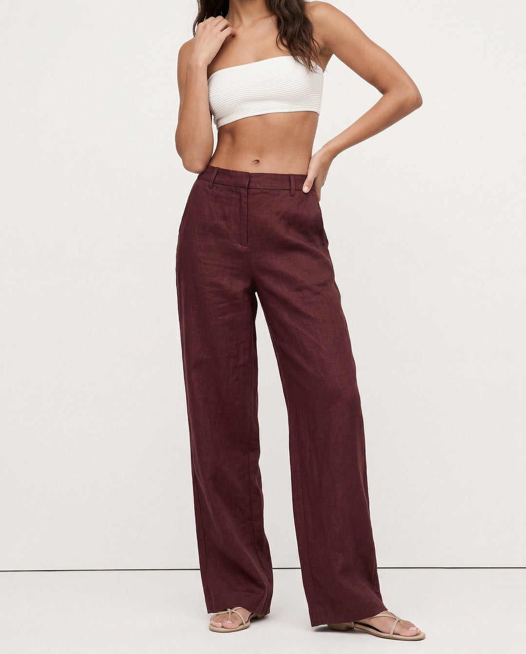 Duttini | Linen Wide-Leg Trousers for Women in Natural Color