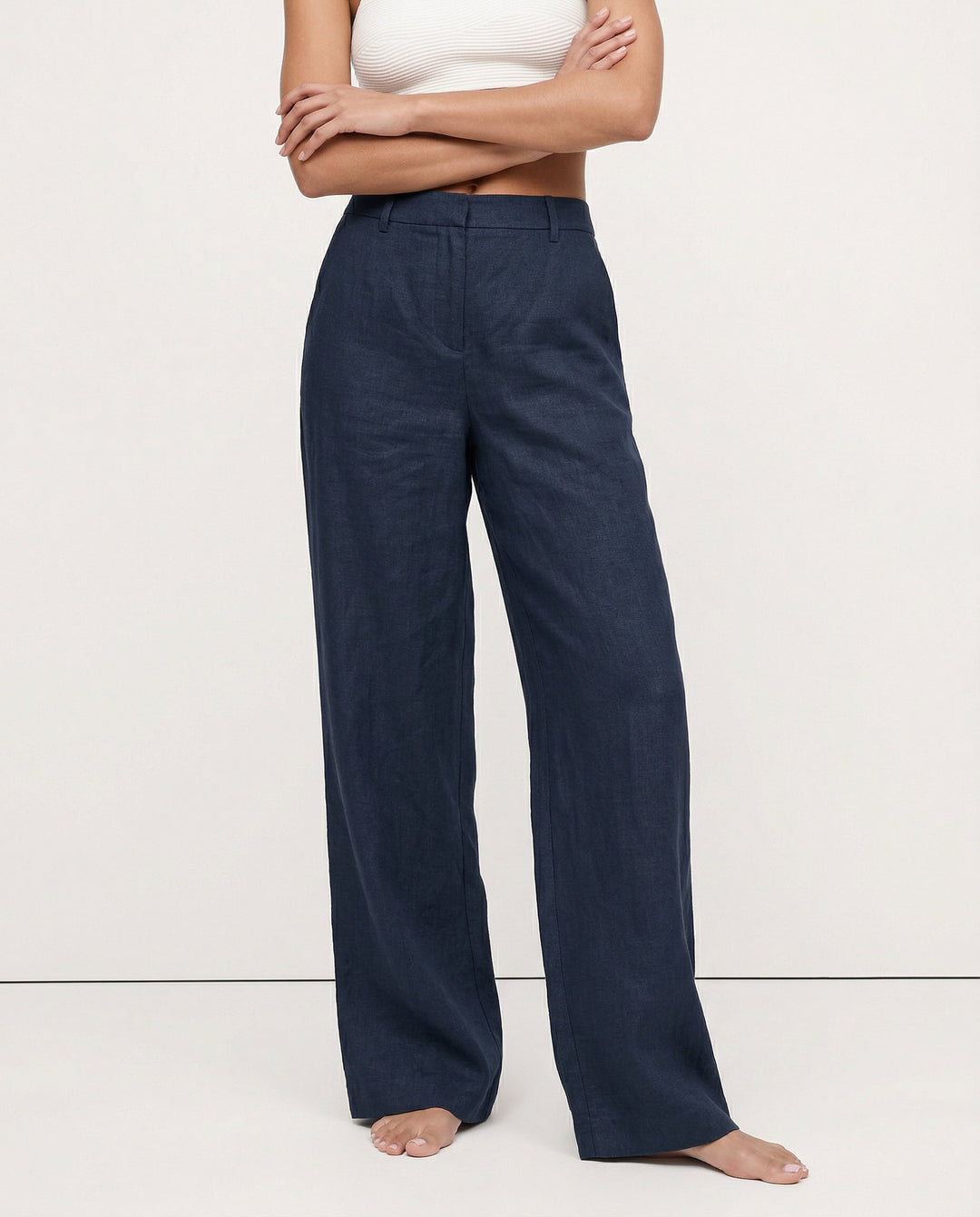 Duttini | Linen Wide-Leg Trousers for Women in Natural Color