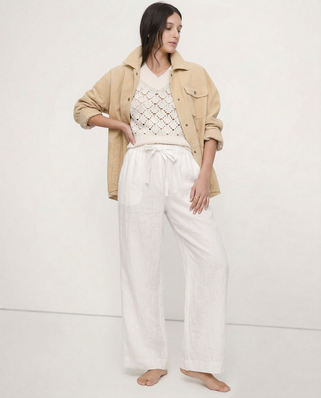Duttini | Linen Wide Leg Pant for Women in Ruffle Style