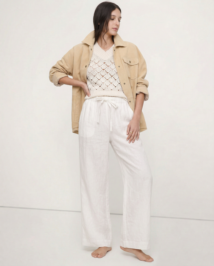 Duttini | Linen Wide Leg Pant for Women in Ruffle Style
