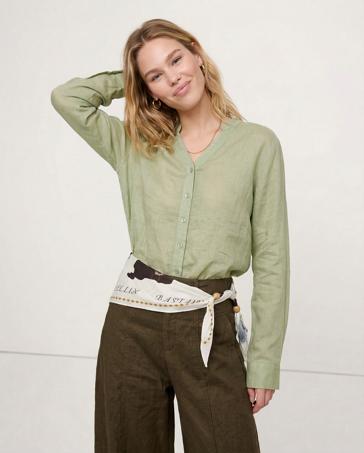 Duttini | Linen V-Neck Shirt for Women