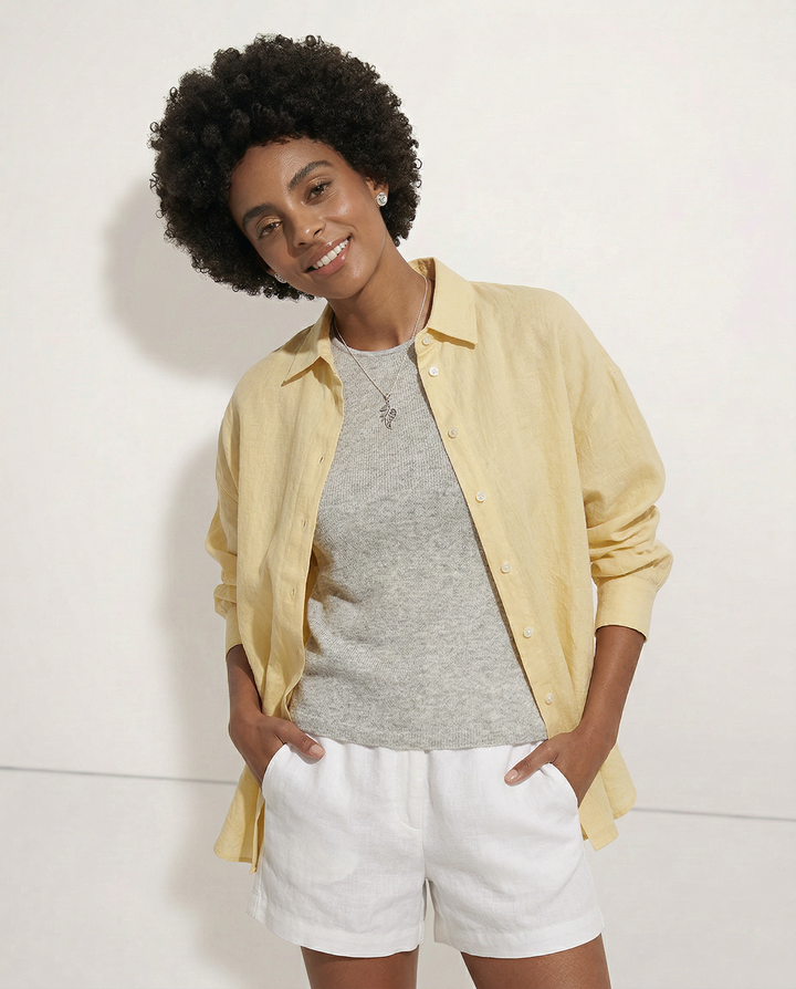 Duttini | Linen Shirt for Women with Slit Hem