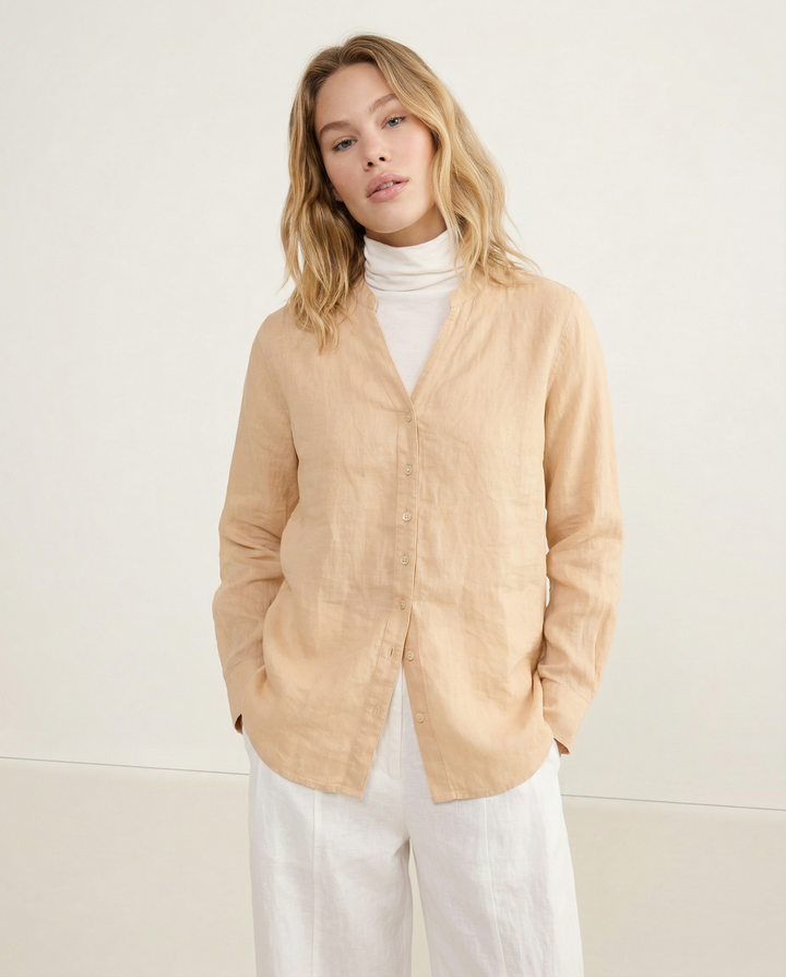 Duttini | Linen V-Neck Shirt for Women