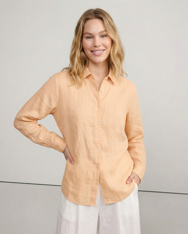 Duttini | Linen V-Neck Shirt for Women