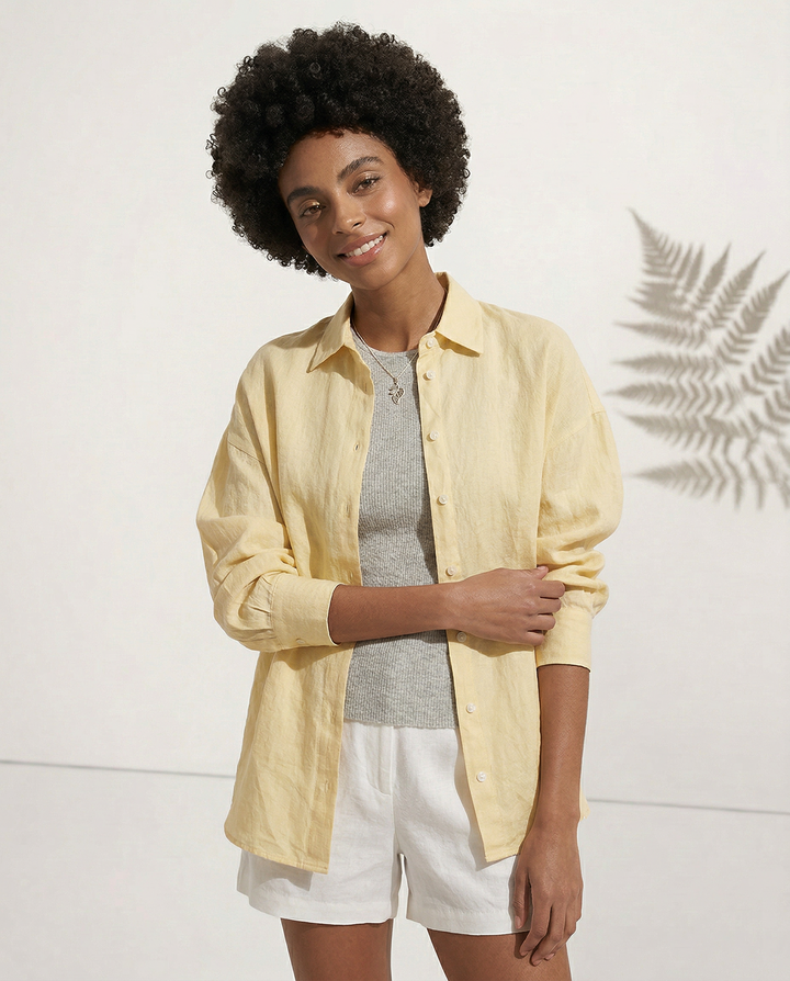 Duttini | Linen Shirt for Women with Slit Hem