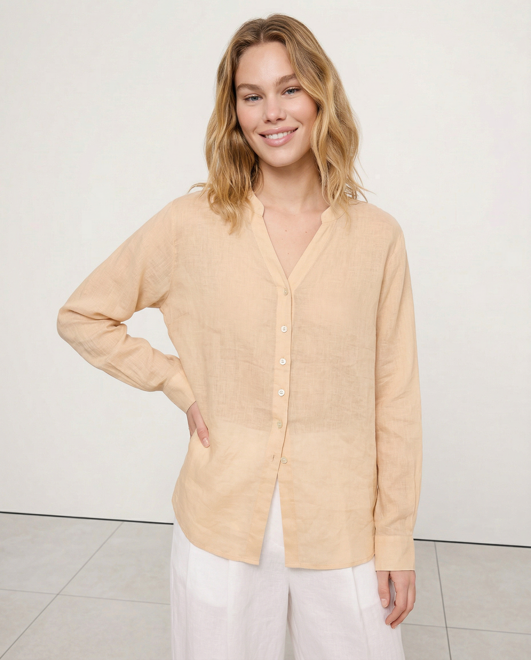 Duttini | Linen V-Neck Shirt for Women