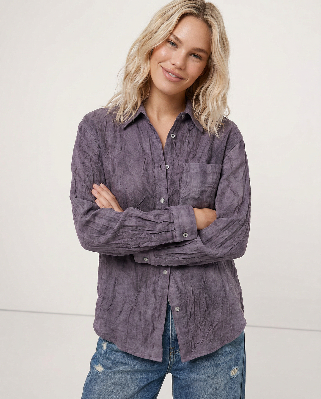 Duttini | Pleated Linen Button Shirt