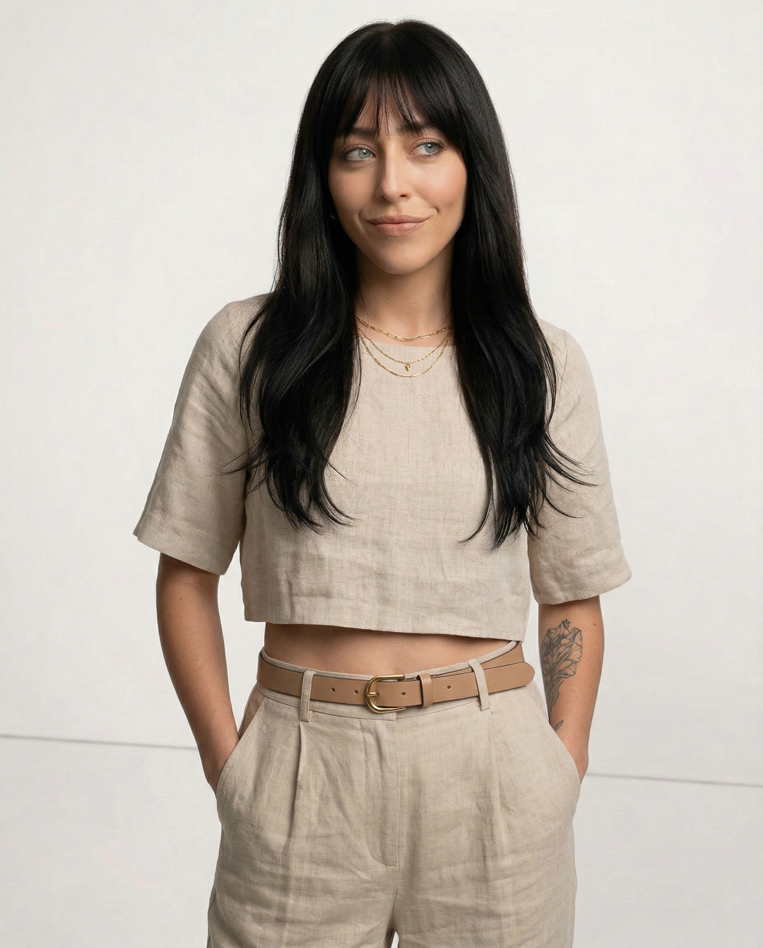 Duttini | Boxy Linen Crop Top