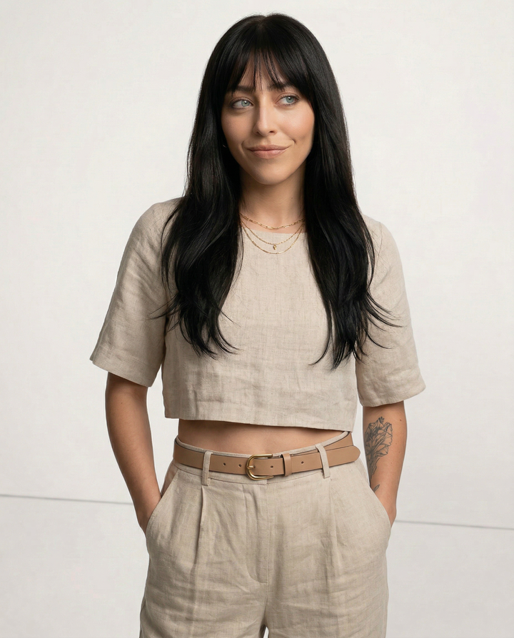 Duttini | Boxy Linen Crop Top