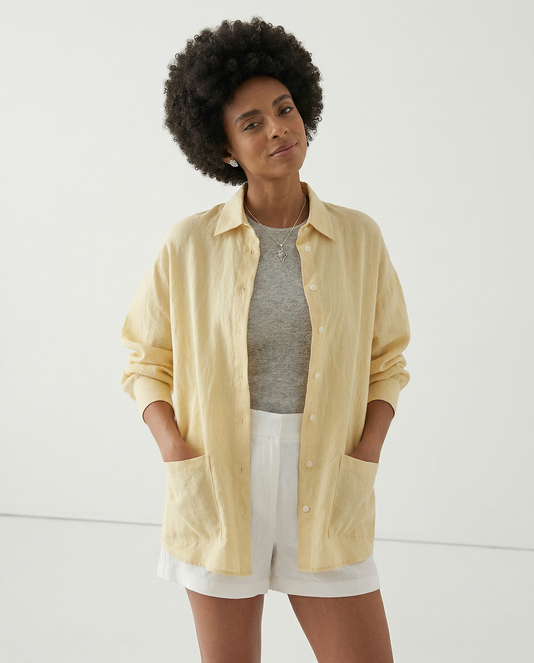 Duttini | Linen Shirt for Women with Slit Hem