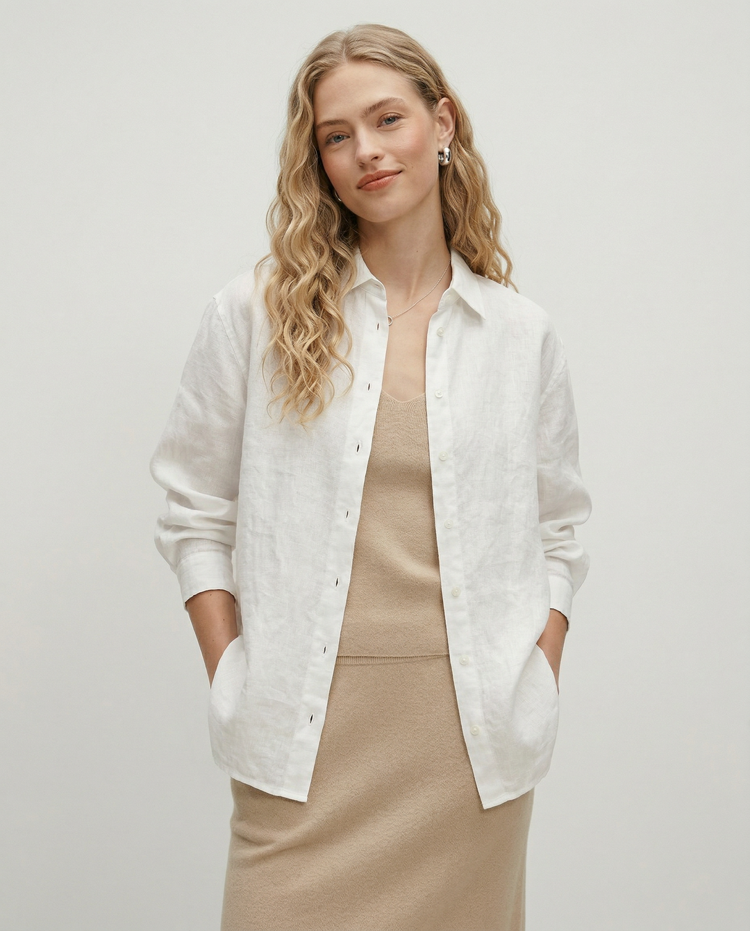 Duttini | Linen Shirt for Women with Slit Hem