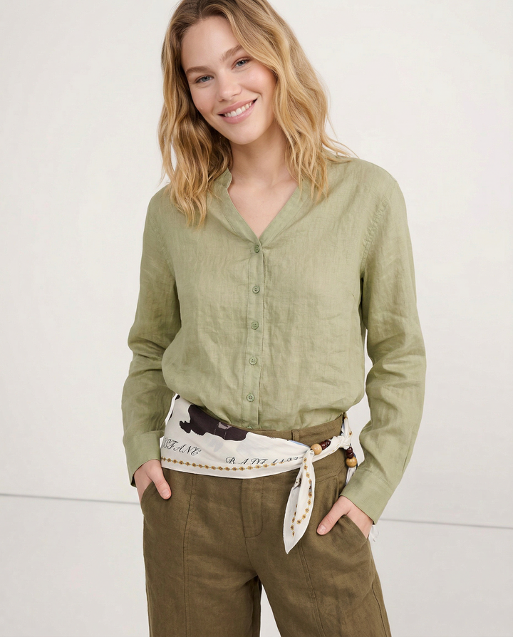 Duttini | Linen V-Neck Shirt for Women