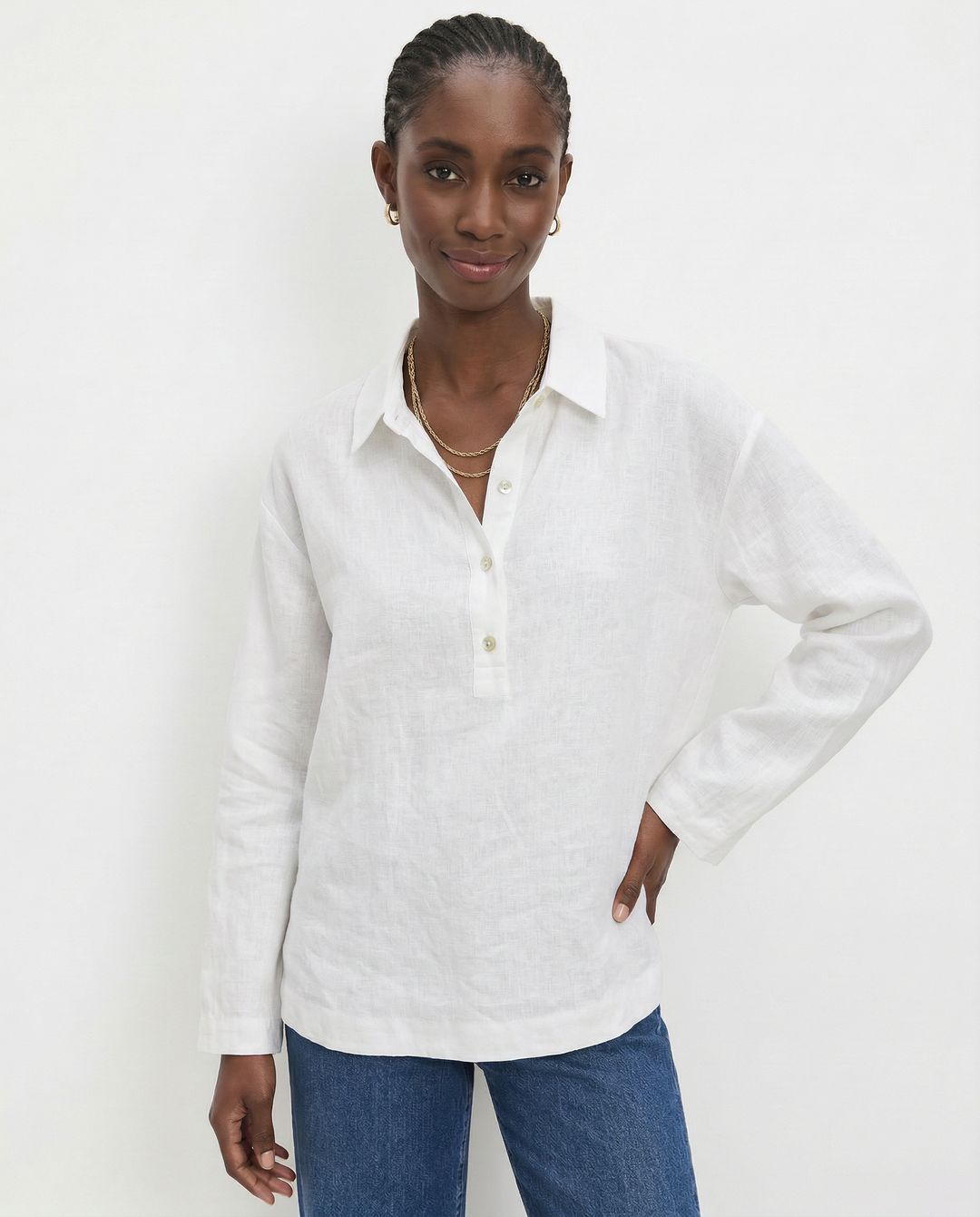 Duttini | Linen Pullover for Men with Polo Collar