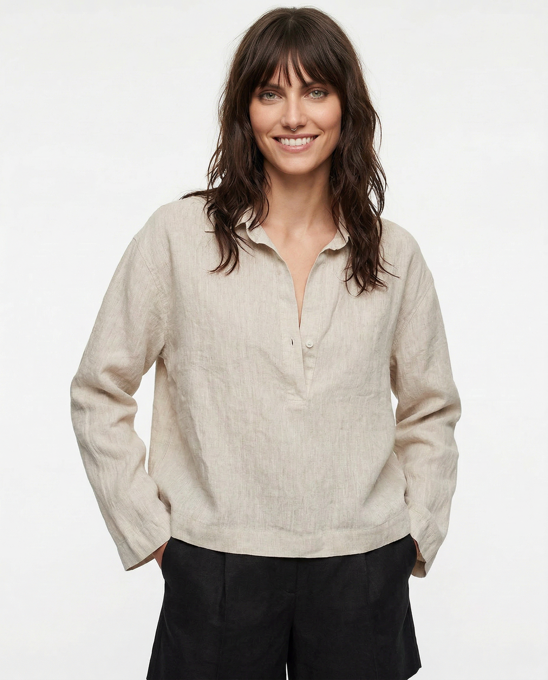 Duttini | Linen Pullover for Men with Polo Collar