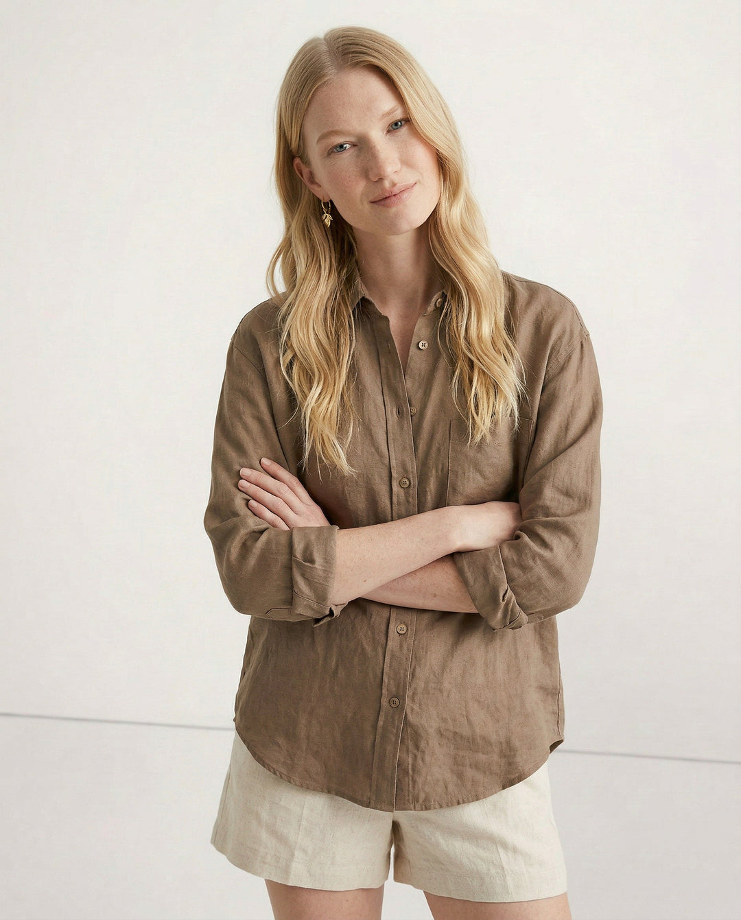 Duttini | Soft Linen Open Collar Shirt