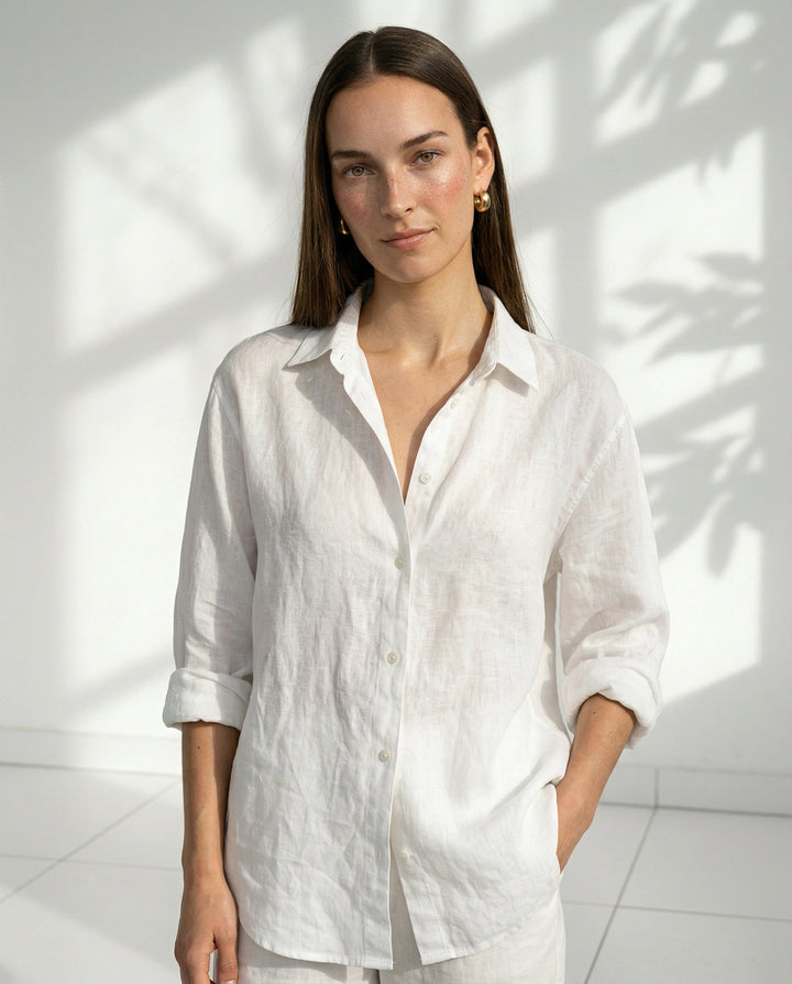 Duttini | Soft Linen Open Collar Shirt