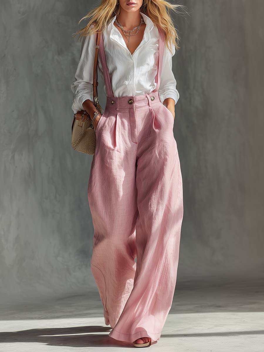 Duttini | Lightweight Wide Leg Suspender Overalls for Effortless Wear
