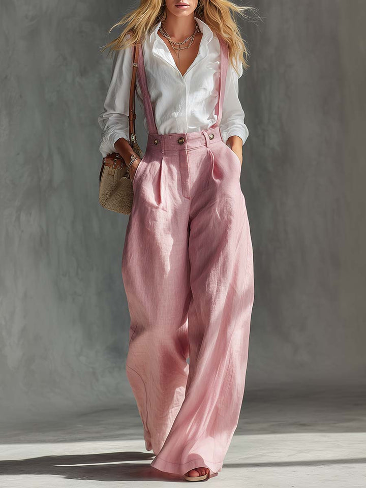 Duttini | Lightweight Wide Leg Suspender Overalls for Effortless Wear