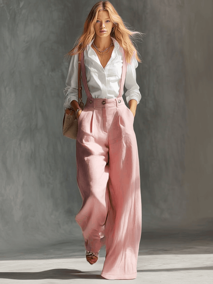 Duttini | Lightweight Wide Leg Suspender Overalls for Effortless Wear