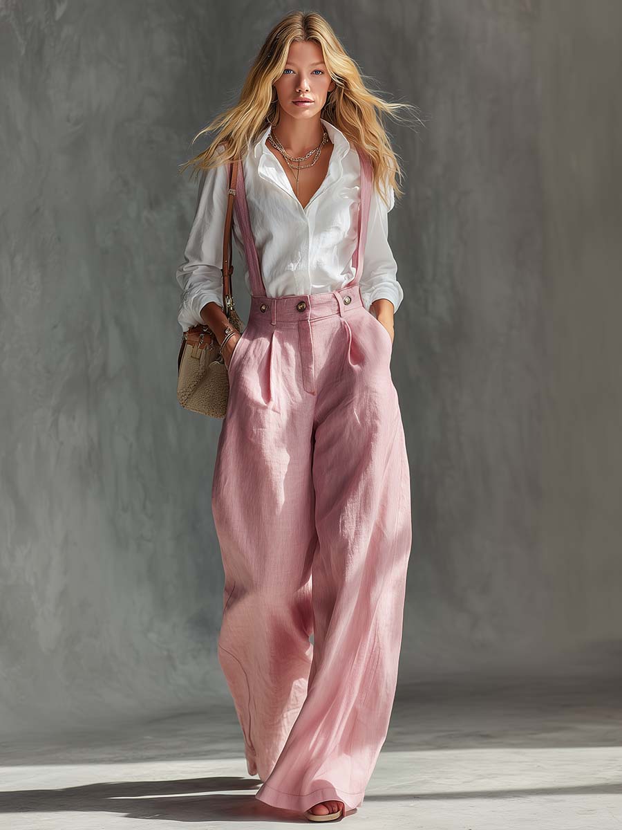 Duttini | Lightweight Wide Leg Suspender Overalls for Effortless Wear