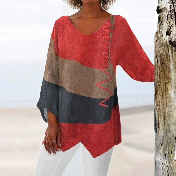 Duttini | Luxe Artistic Long Shirt With V-Neck with a Timeless Finish
