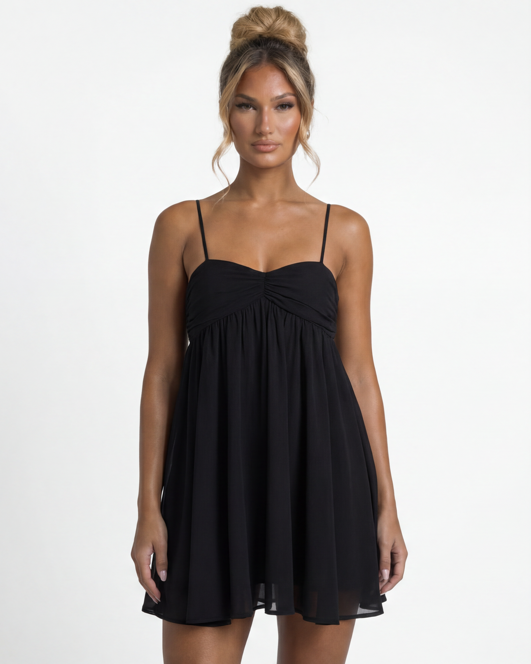 Duttini | Flowy Babydoll Mini Dress for Women in Lightweight Fabric, Casual Style, Soft Pink