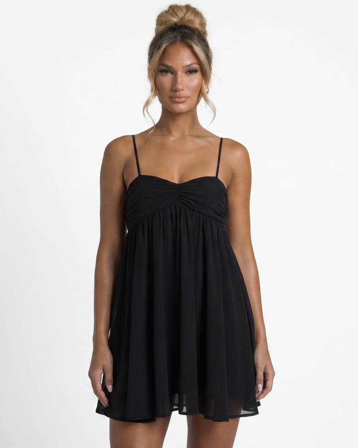 Duttini | Flowy Babydoll Mini Dress for Women in Lightweight Fabric, Casual Style, Soft Pink
