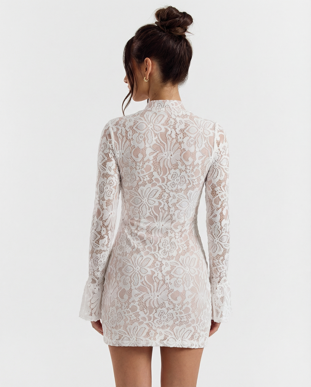 Duttini | Lace Bodycon Mini Dress for Women in Black