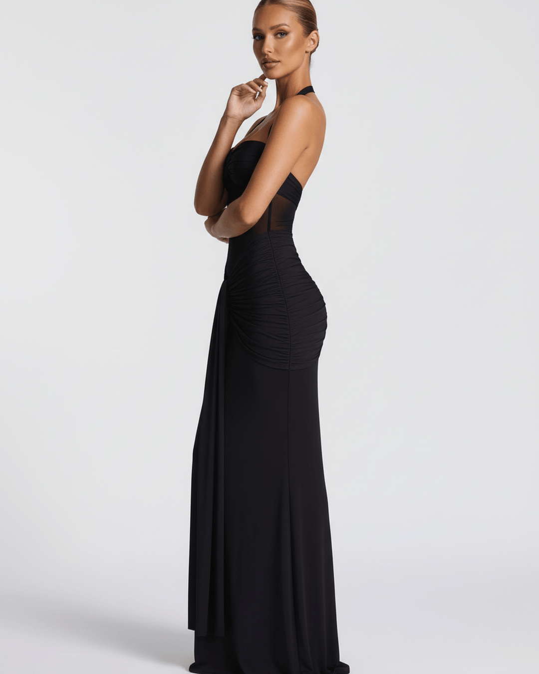 Duttini | Maxi Dress for Women in Natural Fabric, Fit and Flare, Green