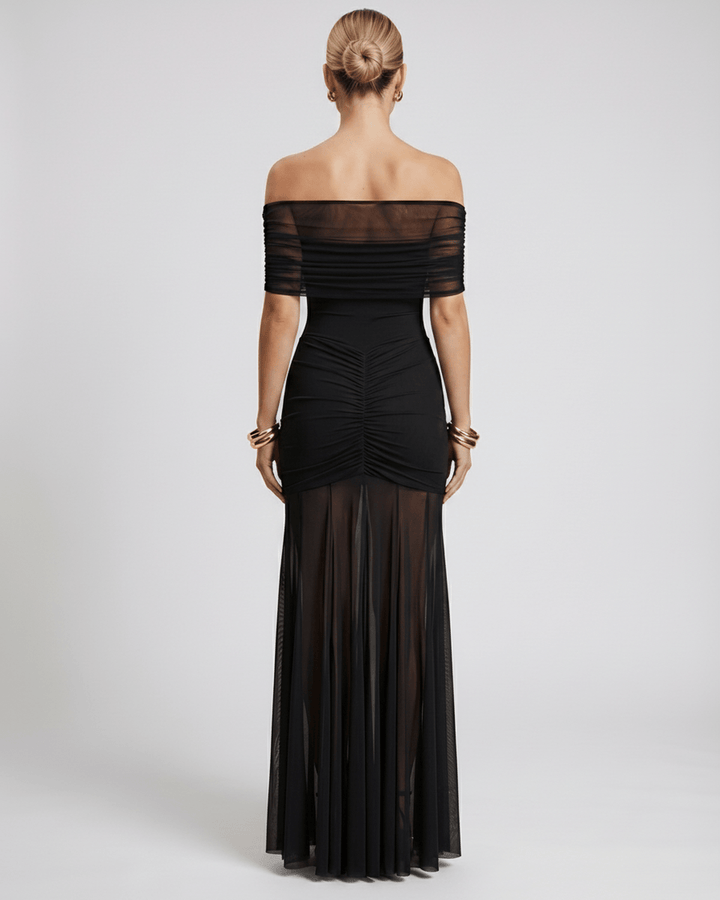 Duttini | Black Fit and Flare Maxi Dress for Women