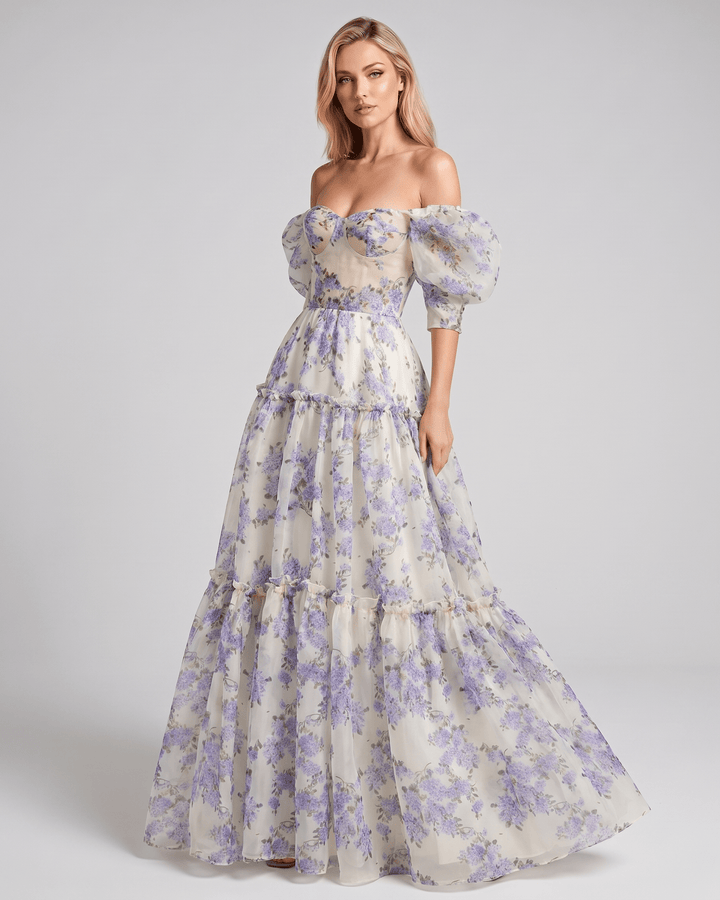 Duttini | Lightweight Blue Fit and Flare Maxi Dress for Women