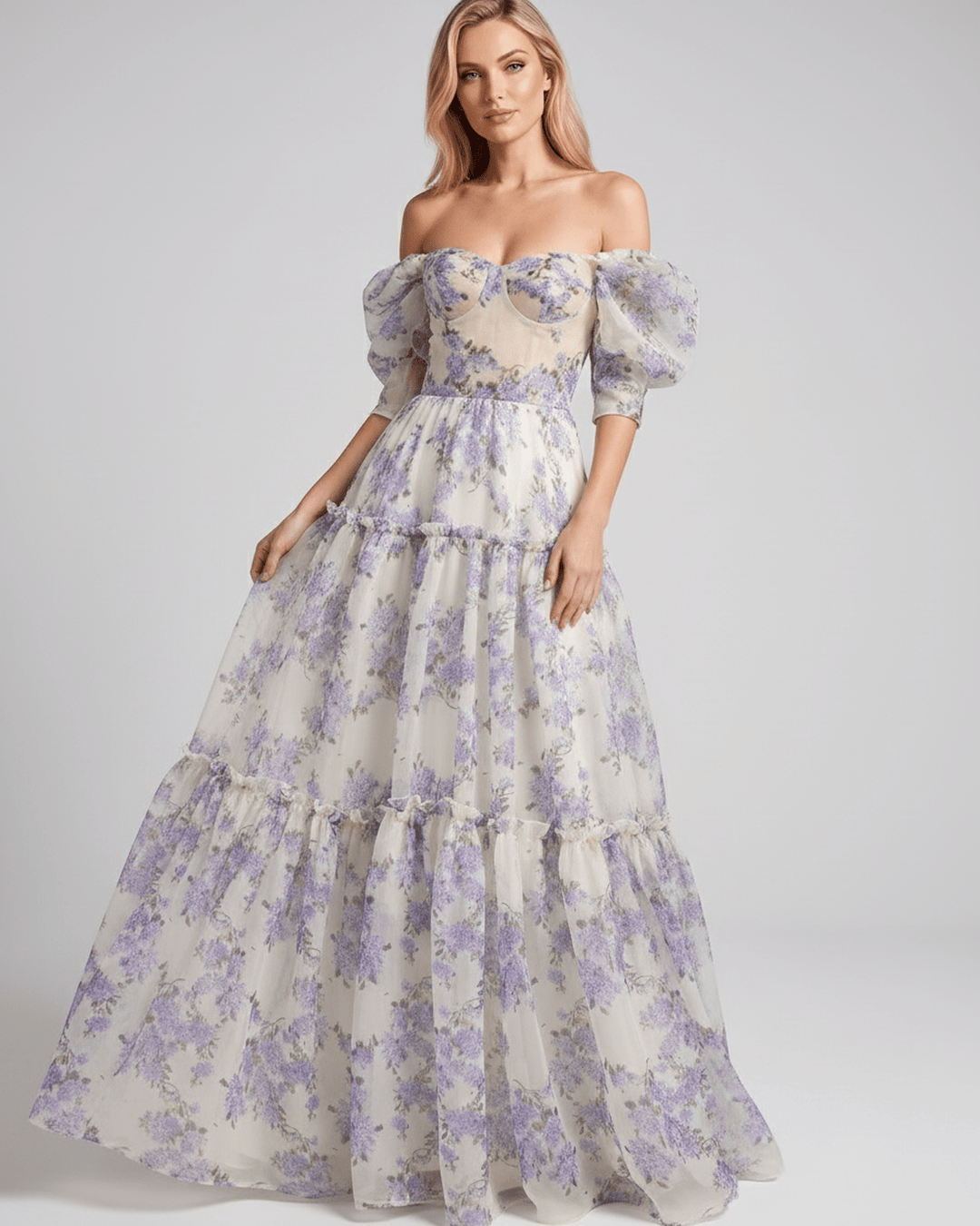 Duttini | Lightweight Blue Fit and Flare Maxi Dress for Women