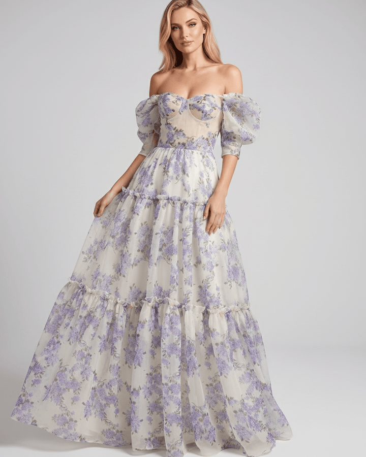 Duttini | Lightweight Blue Fit and Flare Maxi Dress for Women