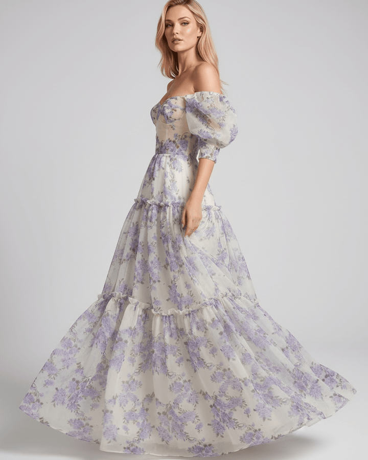 Duttini | Lightweight Blue Fit and Flare Maxi Dress for Women