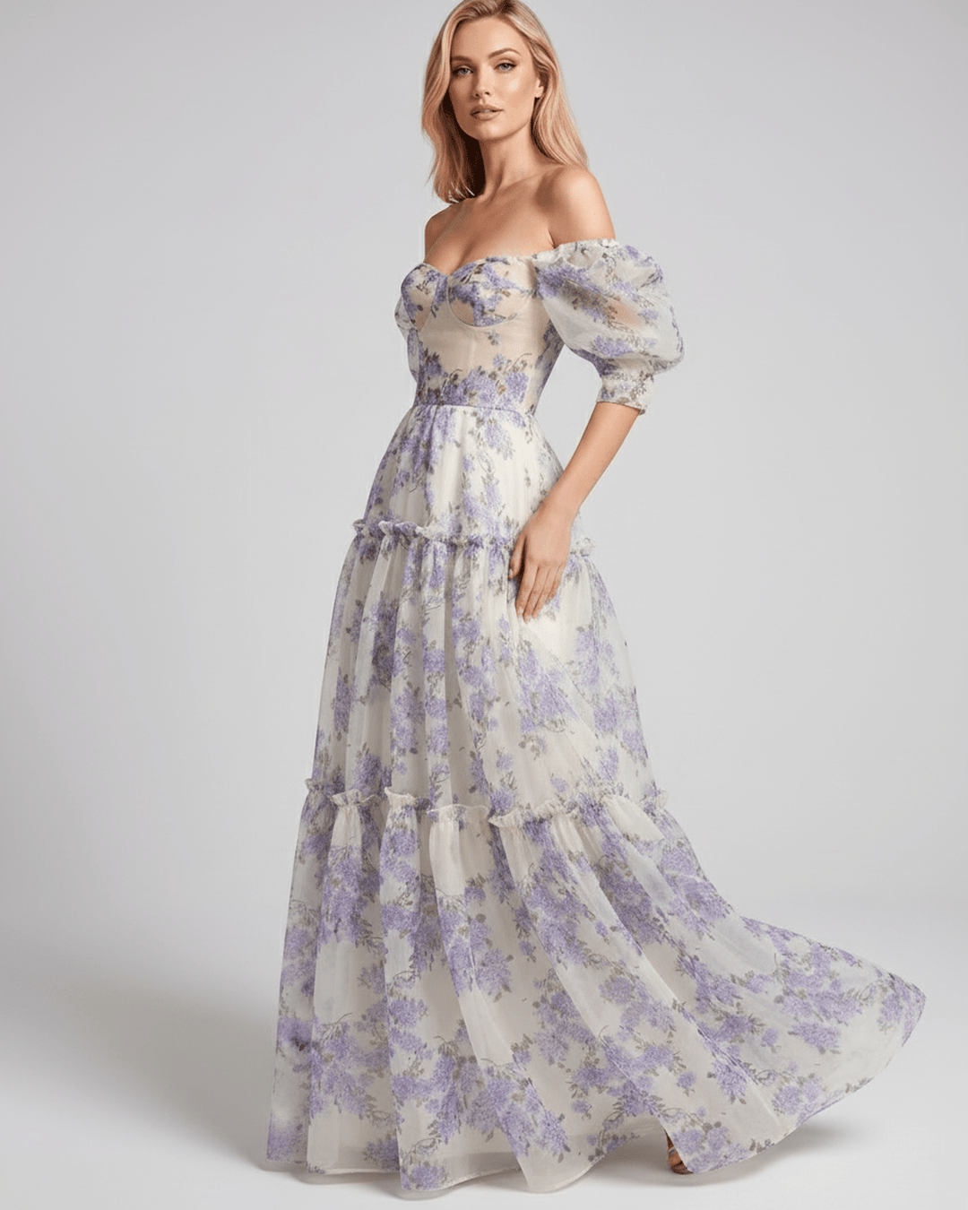 Duttini | Lightweight Blue Fit and Flare Maxi Dress for Women