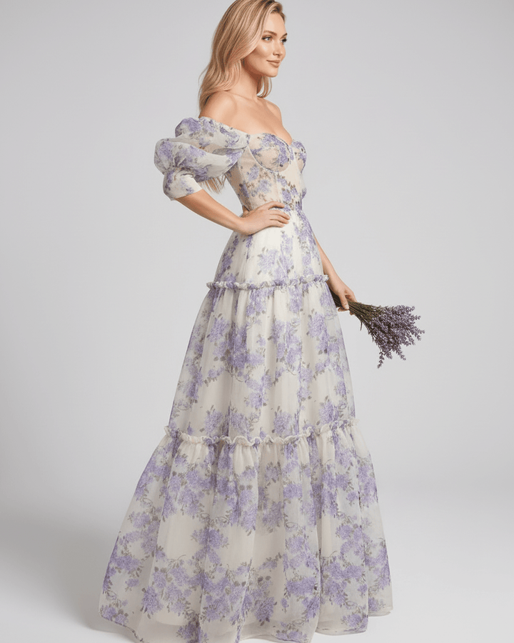 Duttini | Lightweight Blue Fit and Flare Maxi Dress for Women